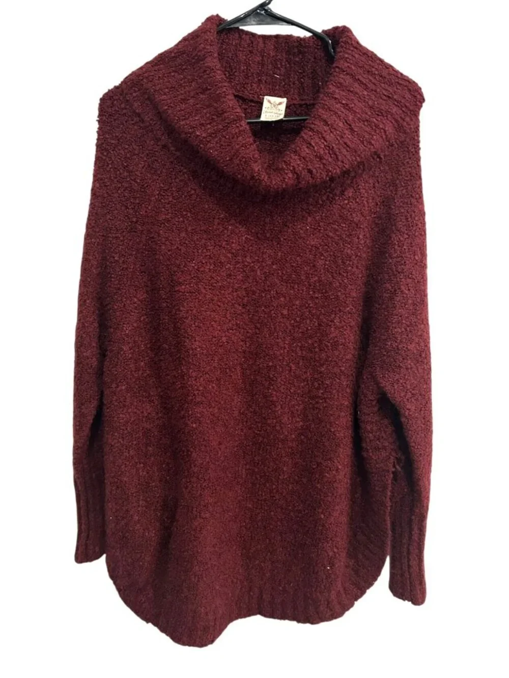 Faded Glory Large Bordeaux Ribbed Cuffs Cowl Neck Sweater Autumn Cozycore